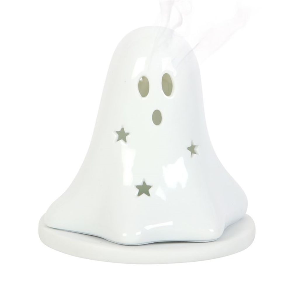 Ceramic Ghost Tealight and Incense Cone Holder N/A