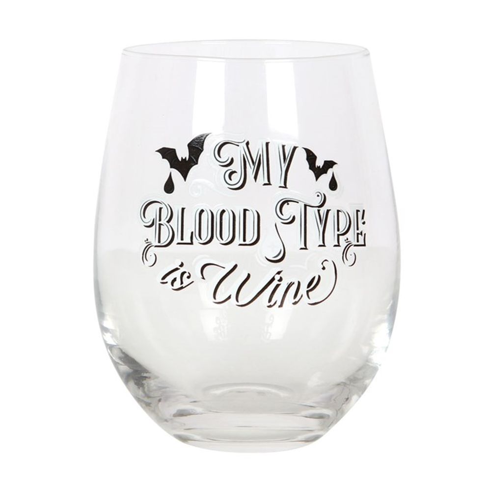 My Blood Type is Wine Stemless Wine Glass N/A