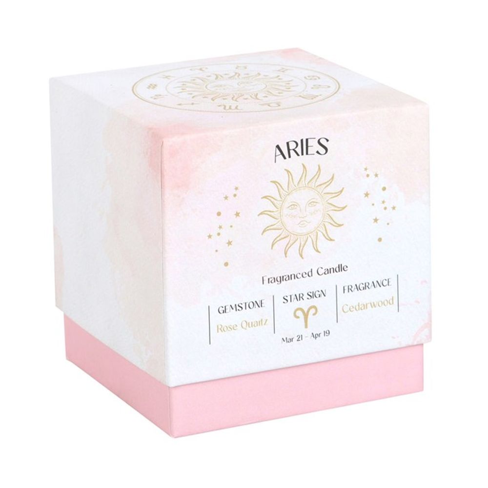 Aries Cedarwood Gemstone Zodiac Candle N/A