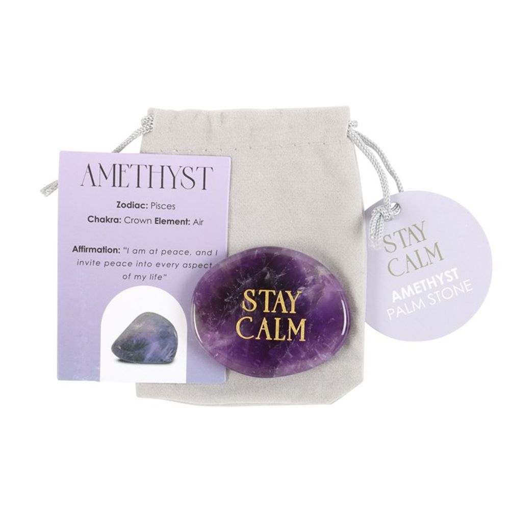 Stay Calm Amethyst Crystal Palm Stone N/A