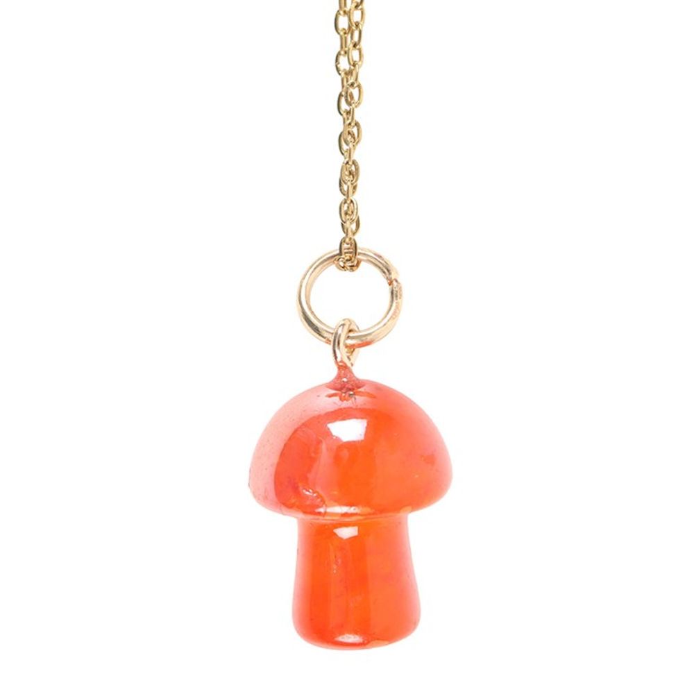 Orange Aura Crystal Mushroom Necklace Greeting Card N/A