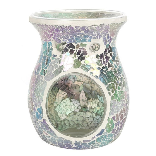 Large Light Blue Iridescent Crackle Oil Burner N/A