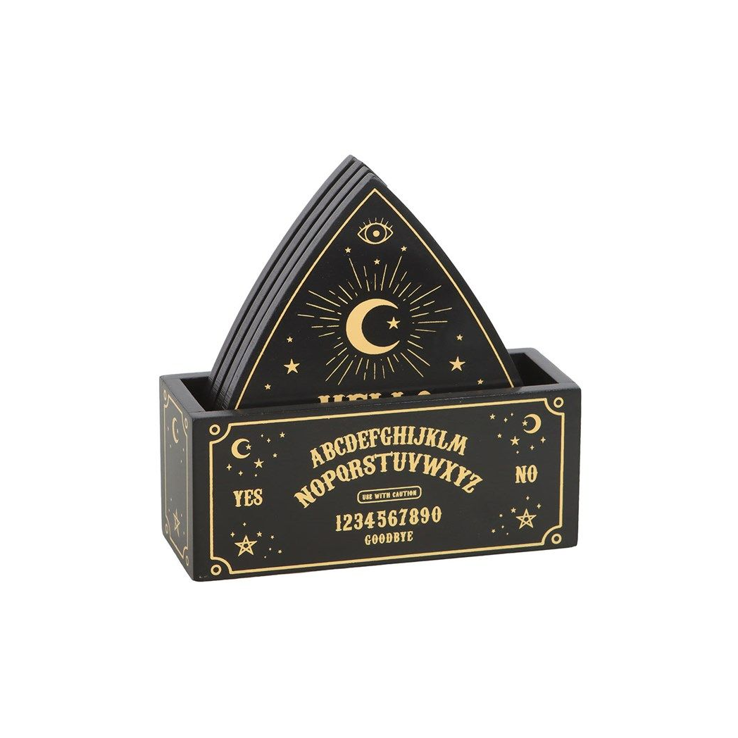 Black Talking Board Planchette Coaster Set N/A