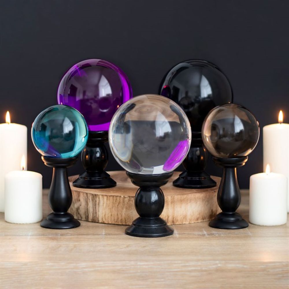 Large Black Crystal Ball on Stand N/A