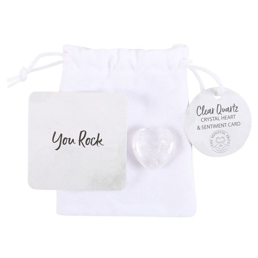 You Rock Clear Quartz Crystal Heart in a Bag N/A