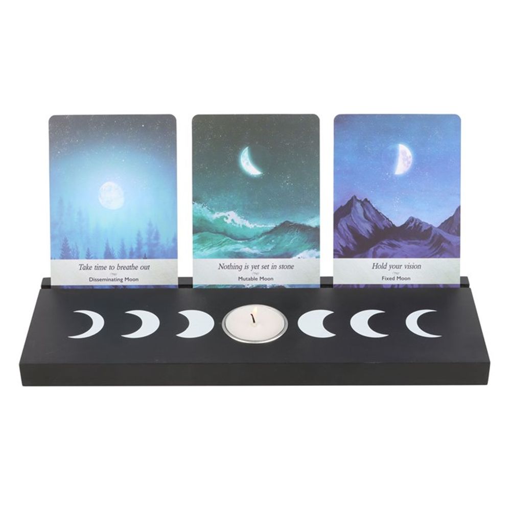 Black Moon Phase Tarot Card Stand Tealight Holder N/A