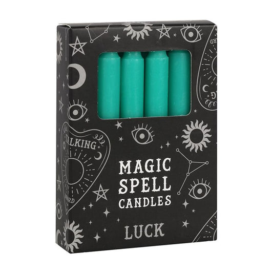 Set of 12 Green 'Luck' Spell Candles N/A