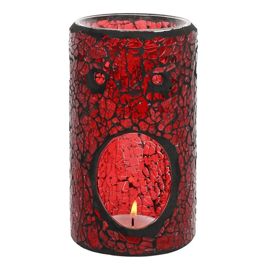 Red Pillar Crackle Glass Oil Burner N/A