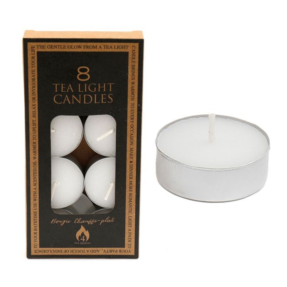 Pack of 8 4-Hour Unscented Tealight Candles N/A