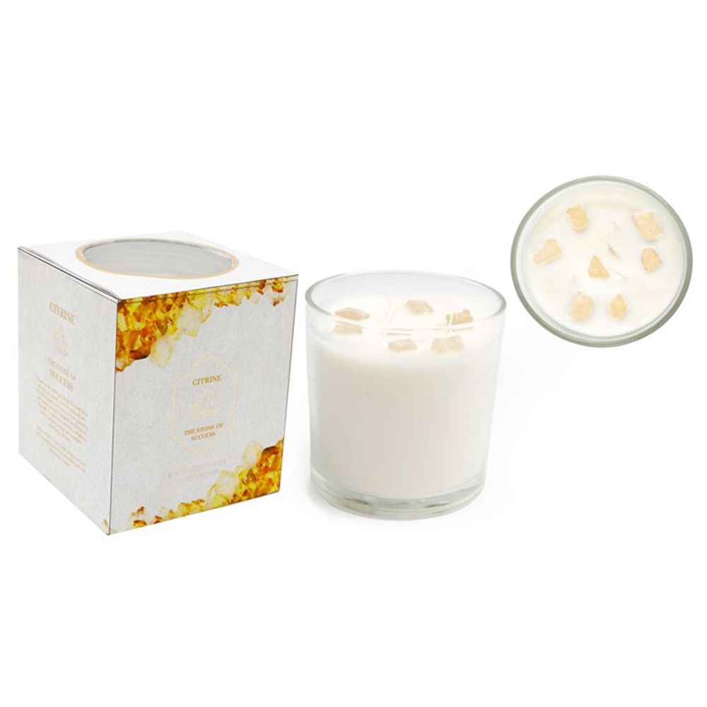 12cm Summer Garden Candle with Yellow Citrine Crystals N/A