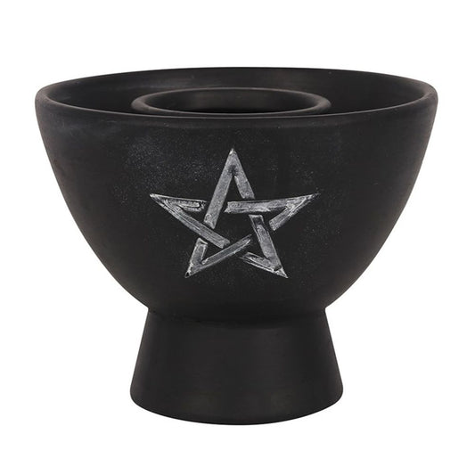 Black Pentagram Terracotta Smudge Bowl N/A