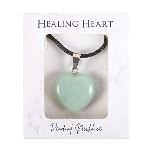 Green Adventurine Healing Crystal Heart Necklace N/A