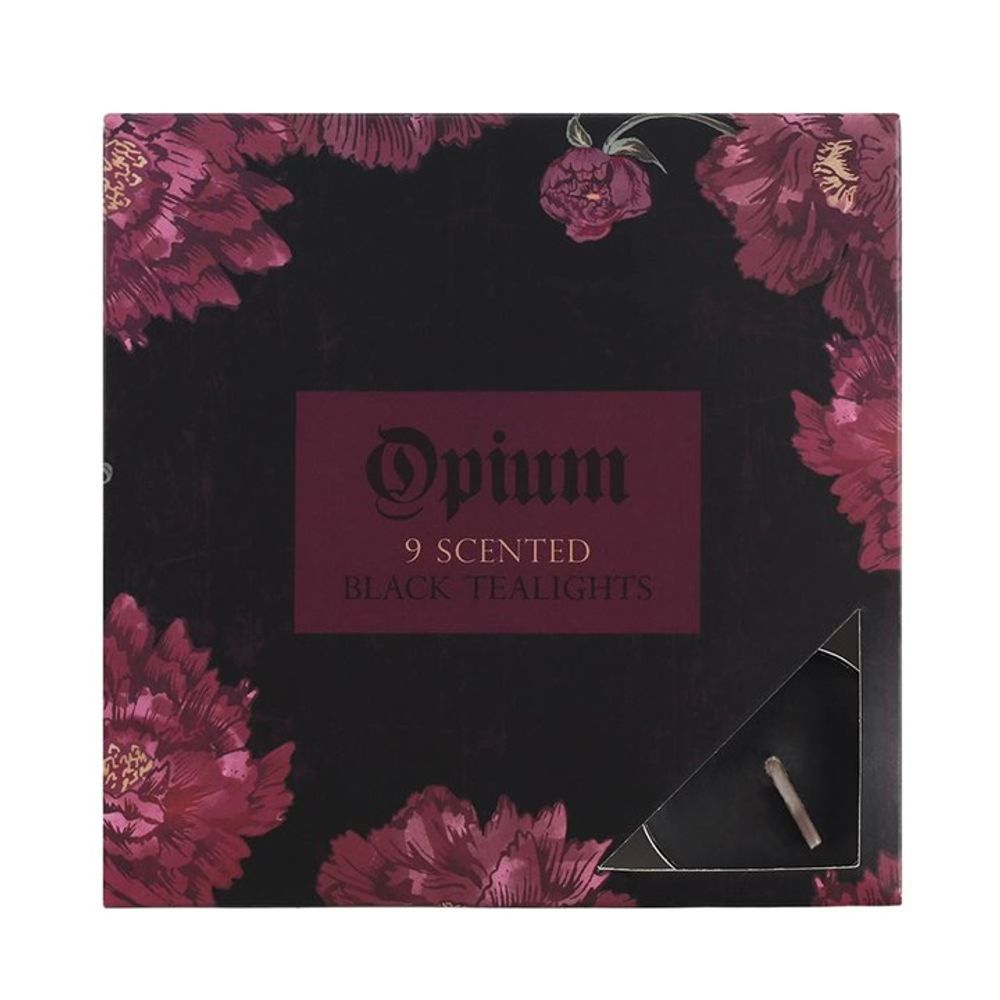 Pack of 9 Opium Scented Black Tealights N/A