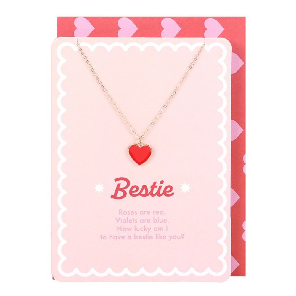 Bestie Enamel Heart Necklace Greeting Card N/A