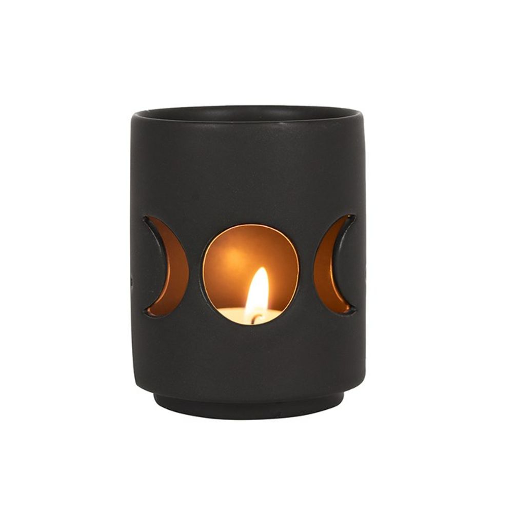 Small Black Triple Moon Cut Out Tealight Holder N/A