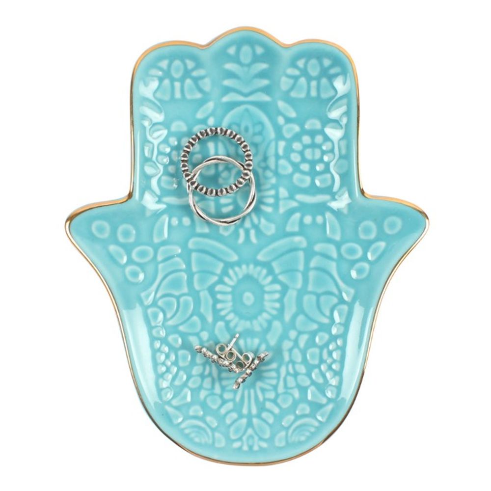 Turquoise Hamsa Hand Jewellery Dish N/A