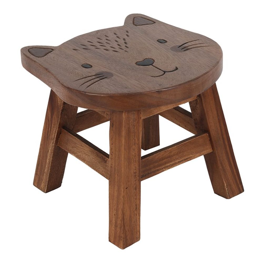 26cm Children's Wooden Cat Stool N/A