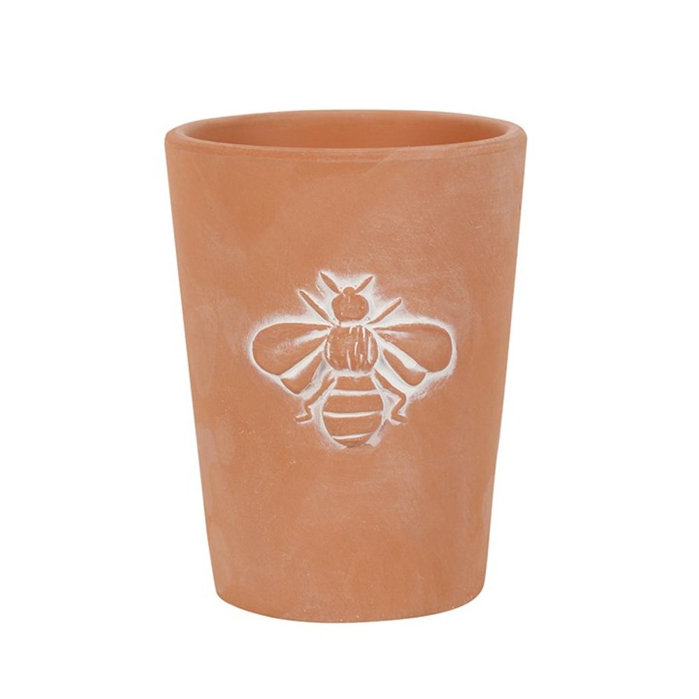 Small Terracotta Single Bee Motif Plant Pot N/A