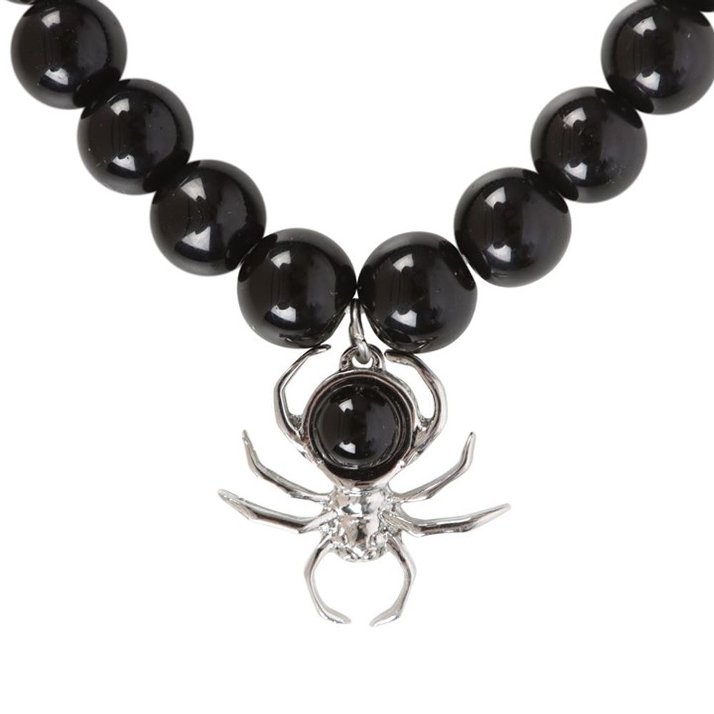 Spider Black Obsidian Beaded Bracelet N/A