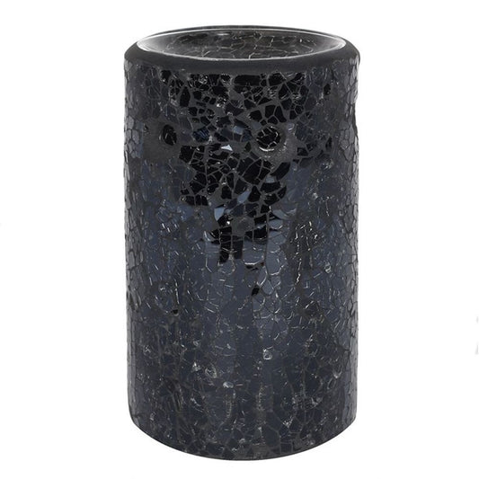 Black Crackle Glass Pillar Oil Burner N/A