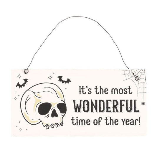 Most Wonderful Time of the Year Skull Hanging Sign N/A