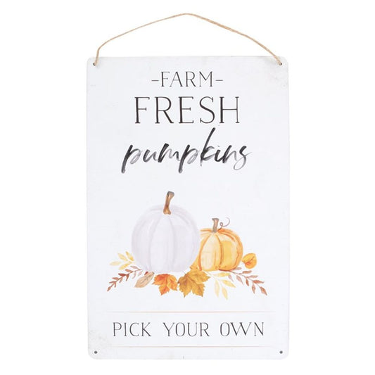 Farm Fresh Pumpkins Metal Hanging Sign N/A