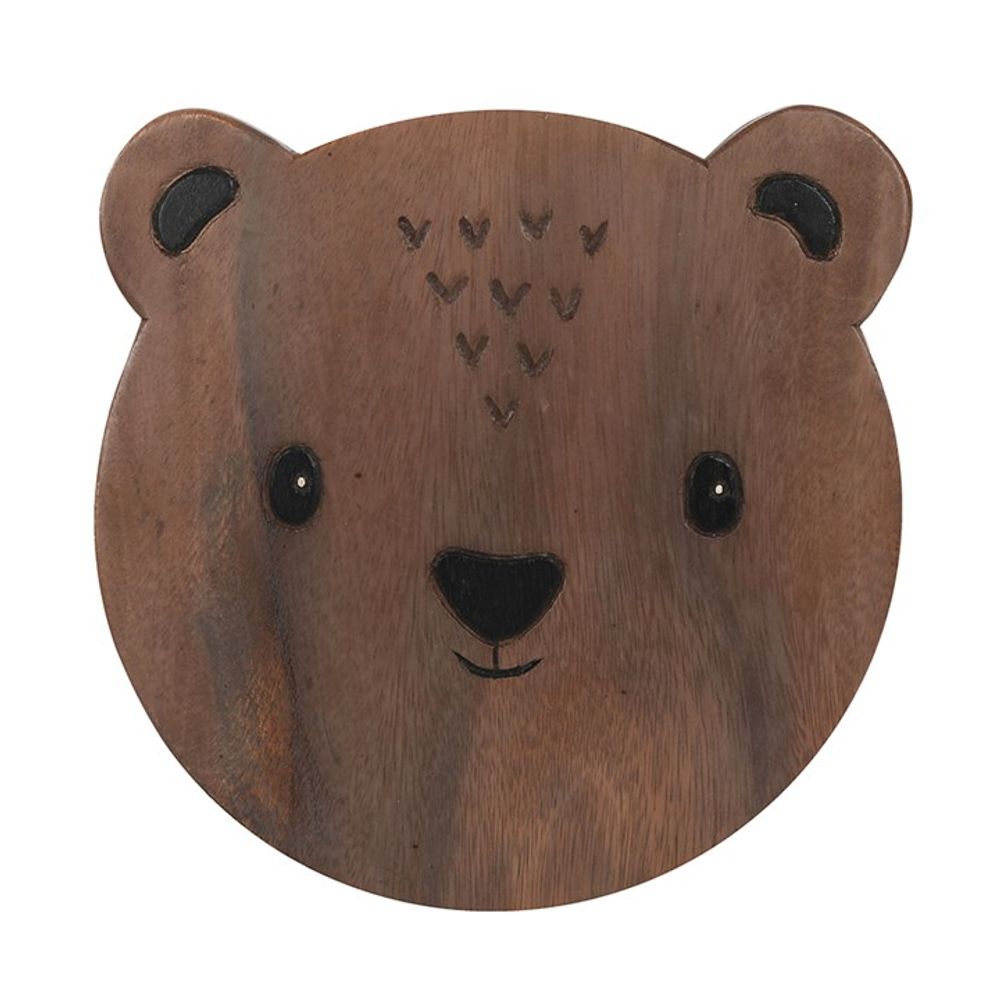 26cm Children's Wooden Bear Stool N/A