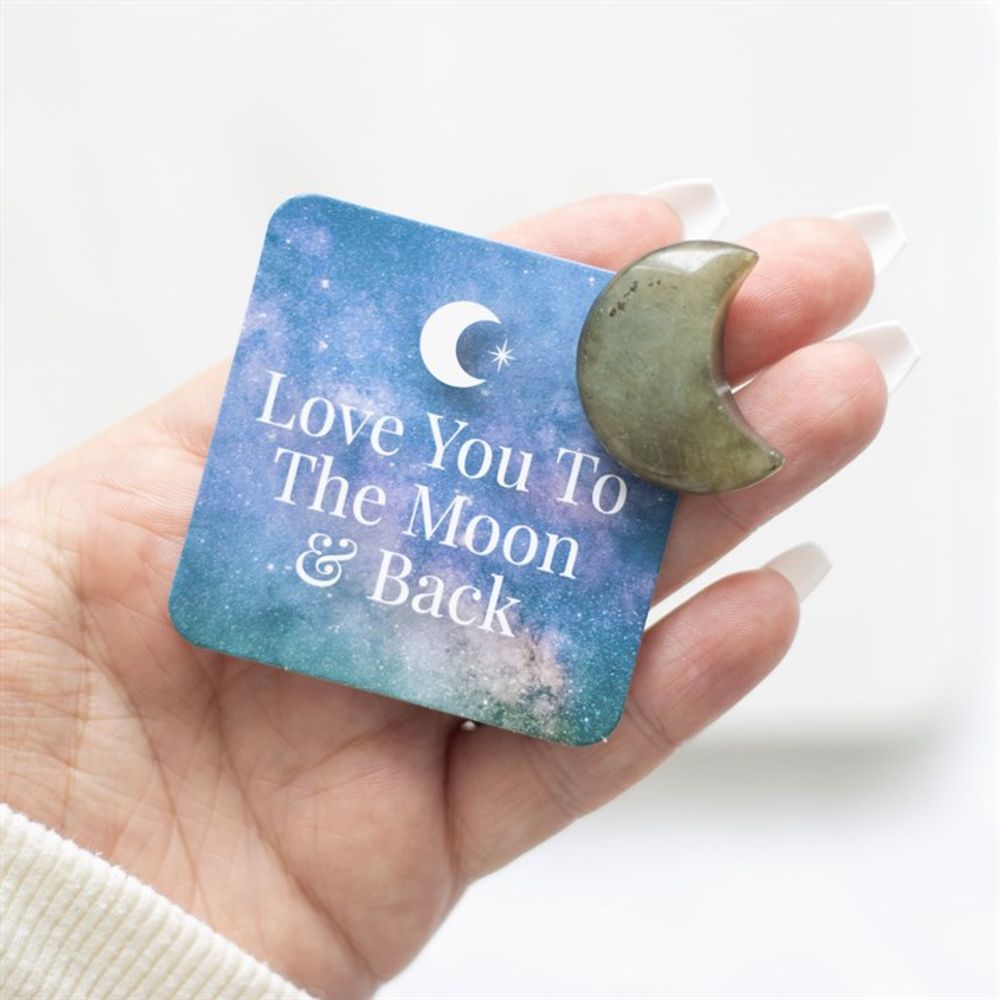 Love You to the Moon Labradorite Crystal Moon in a Bag N/A