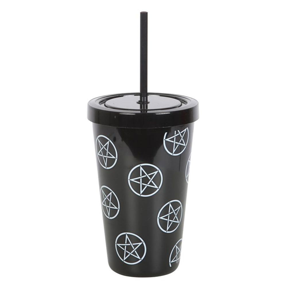 Pentagram Plastic Tumbler with Straw N/A