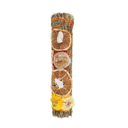 9in Ritual Wand Smudge Stick with Rosemary, Palo Santo and Quartz N/A