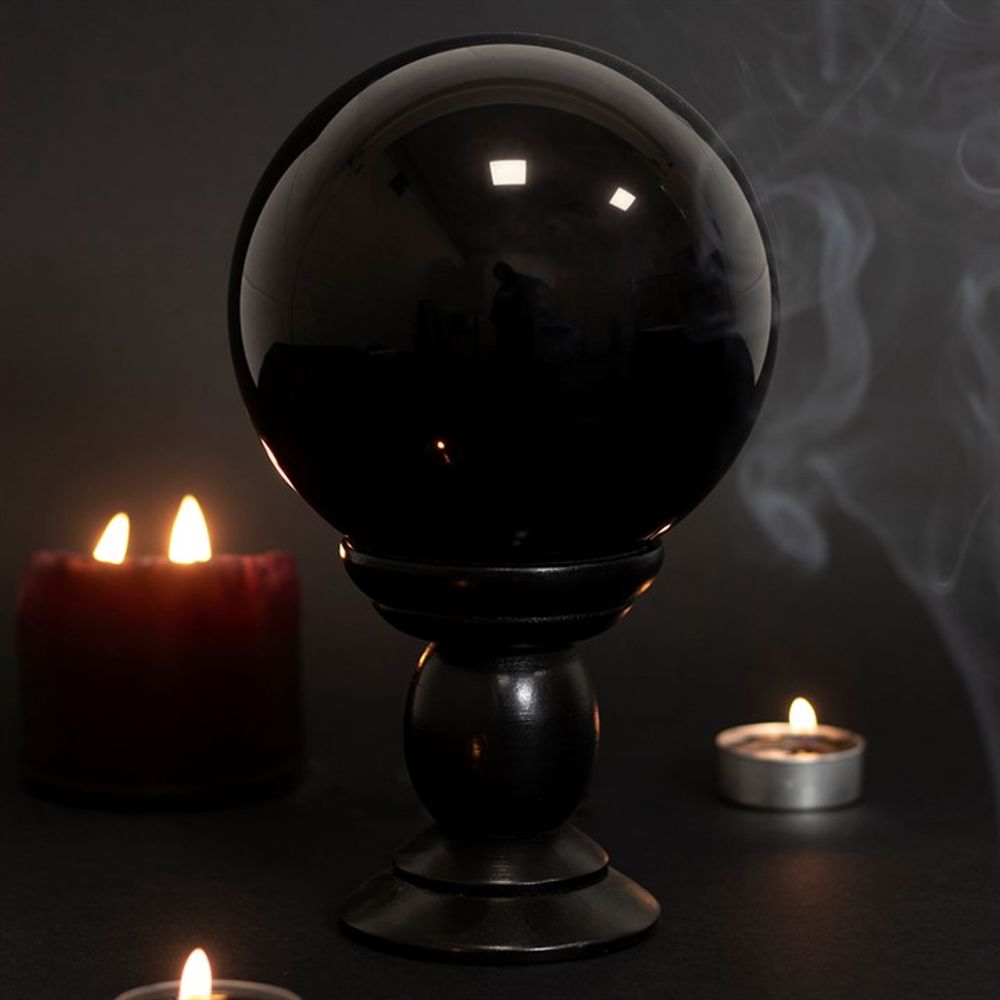 Large Black Crystal Ball on Stand N/A