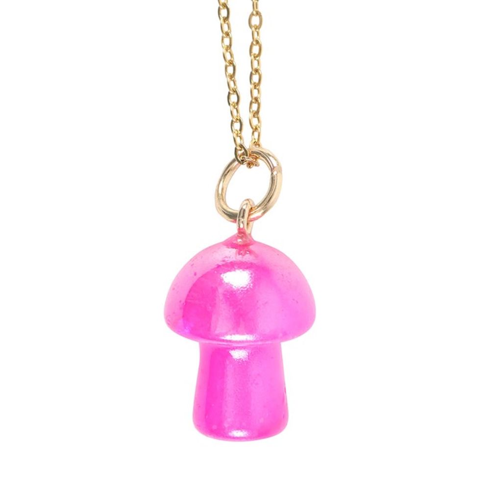 Pink Aura Crystal Mushroom Necklace Greeting Card N/A