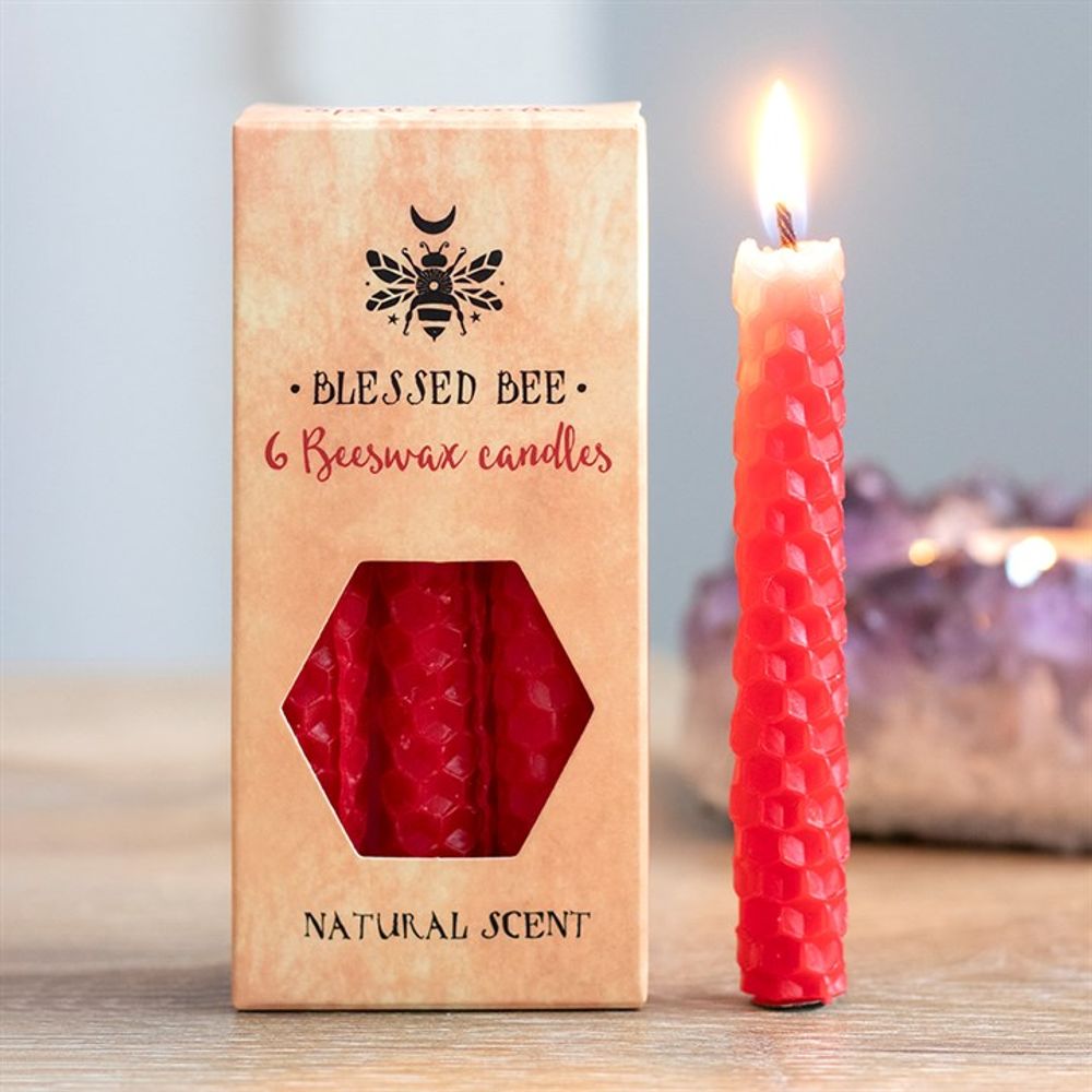 Set of 6 Red Beeswax Spell Candles N/A