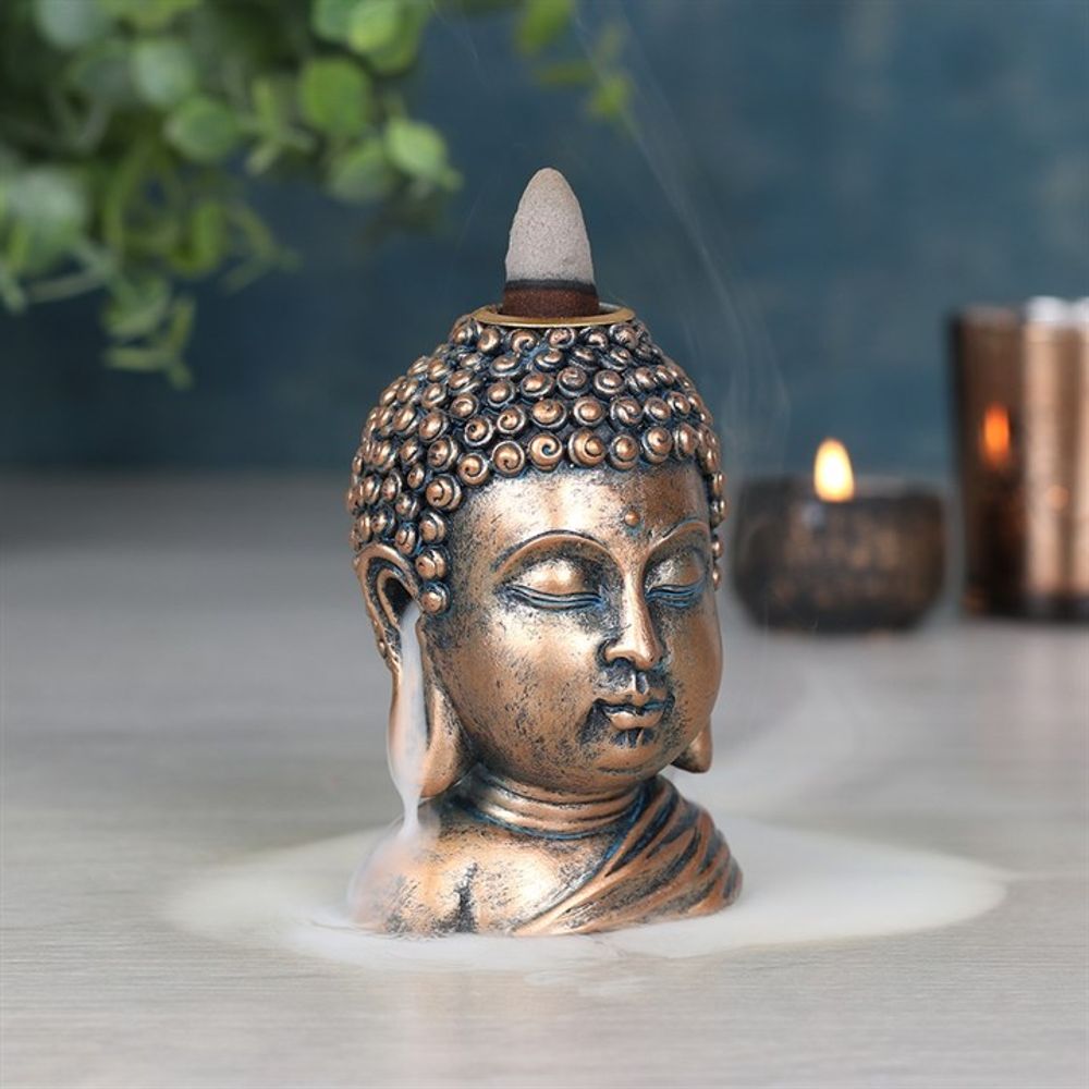 Bronze Buddha Head Backflow Incense Burner N/A