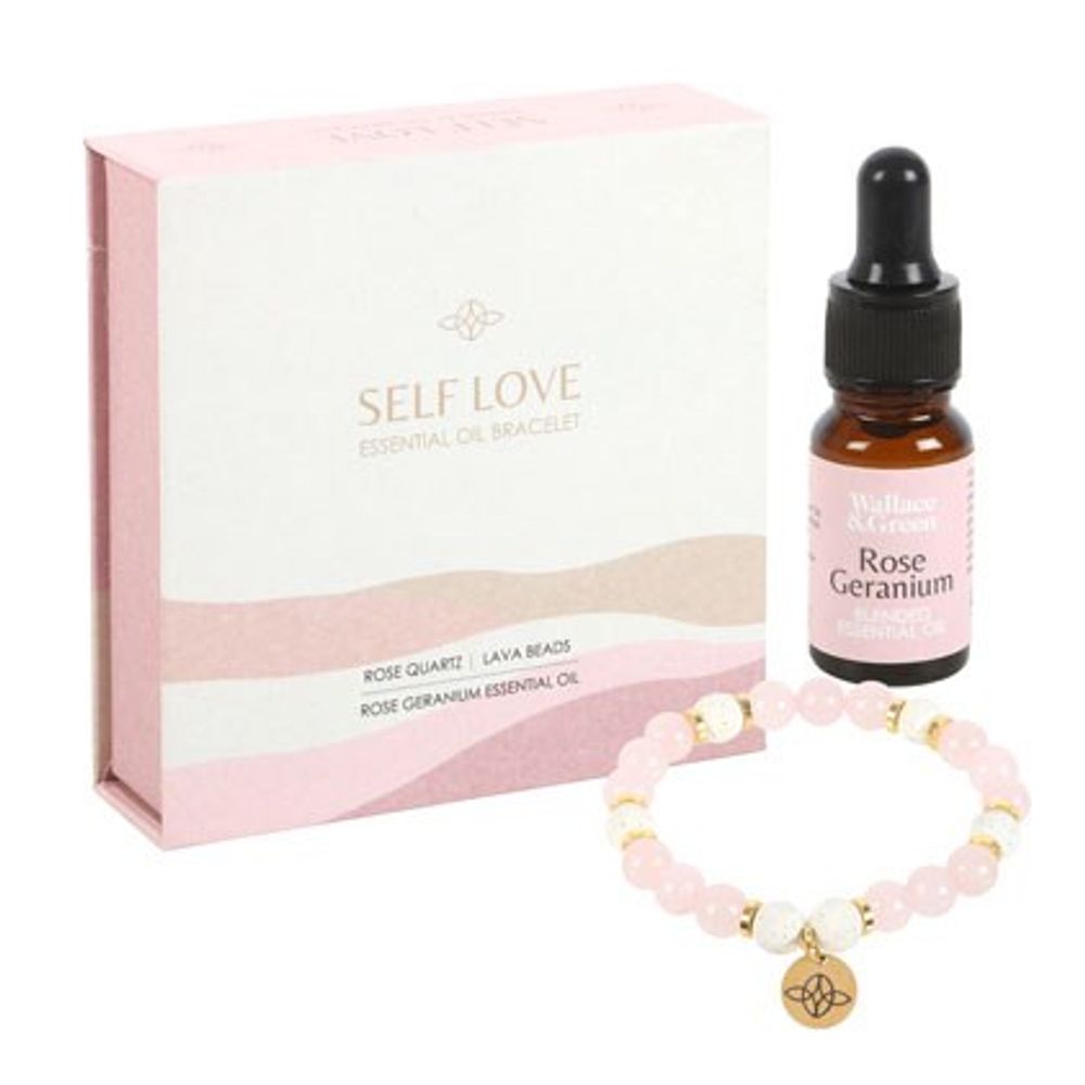 Self Love Rose Quartz Crystal Essential Oil Bracelet N/A