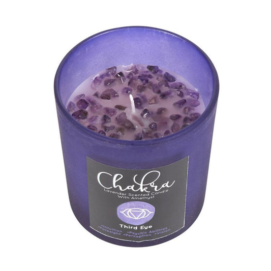 Third Eye Chakra Lavender Crystal Chip Candle N/A