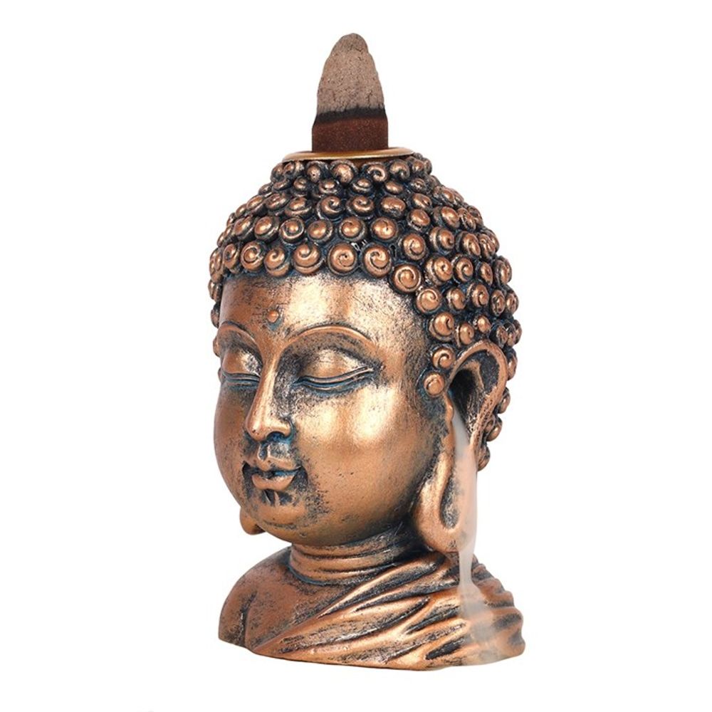 Bronze Buddha Head Backflow Incense Burner N/A