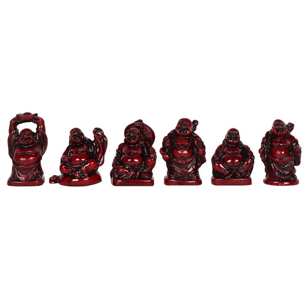 Set of 6 Red Resin Buddhas N/A