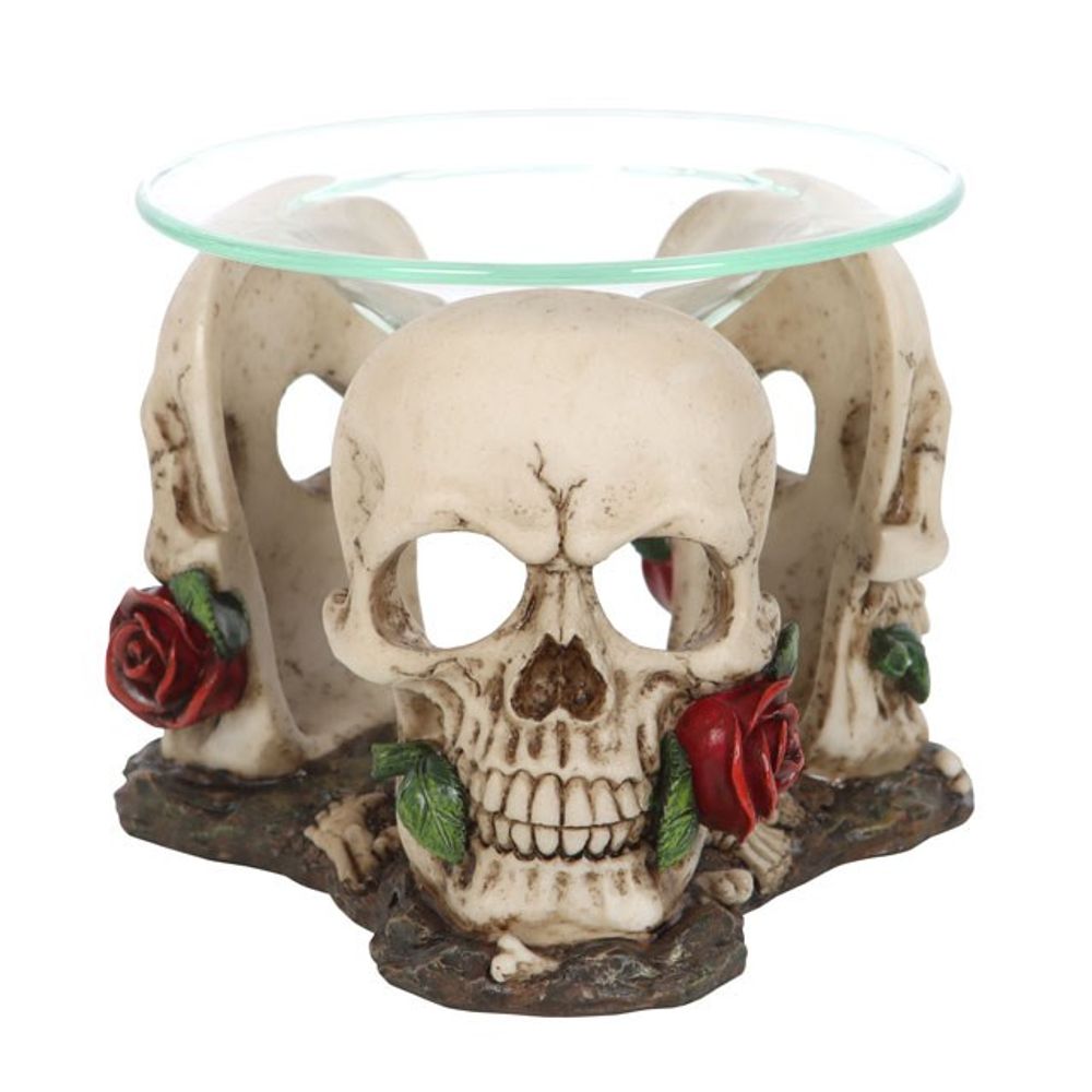 Resin and Glass Skull Rose Oil Burner N/A