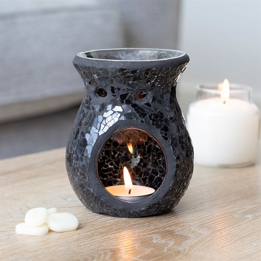 Small Black Crackle Glass Oil Burner N/A