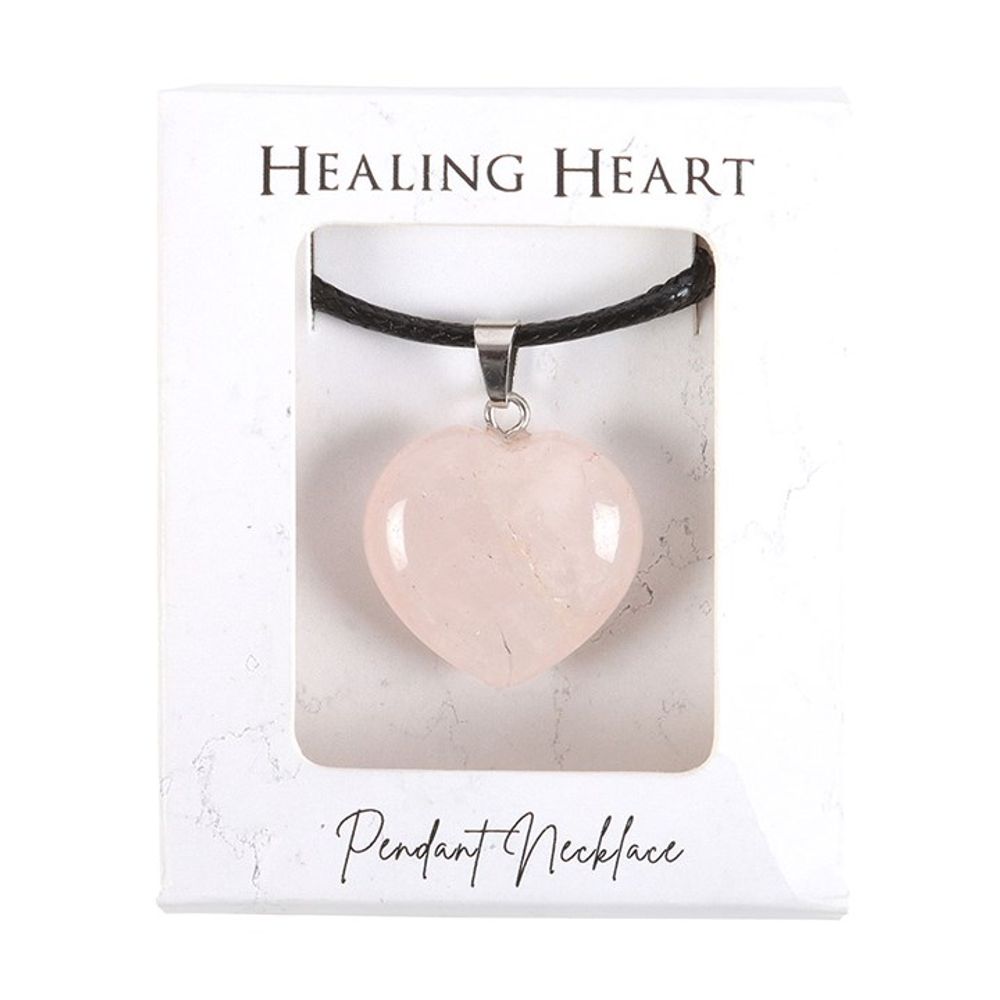 Rose Quartz Healing Crystal Heart Necklace N/A