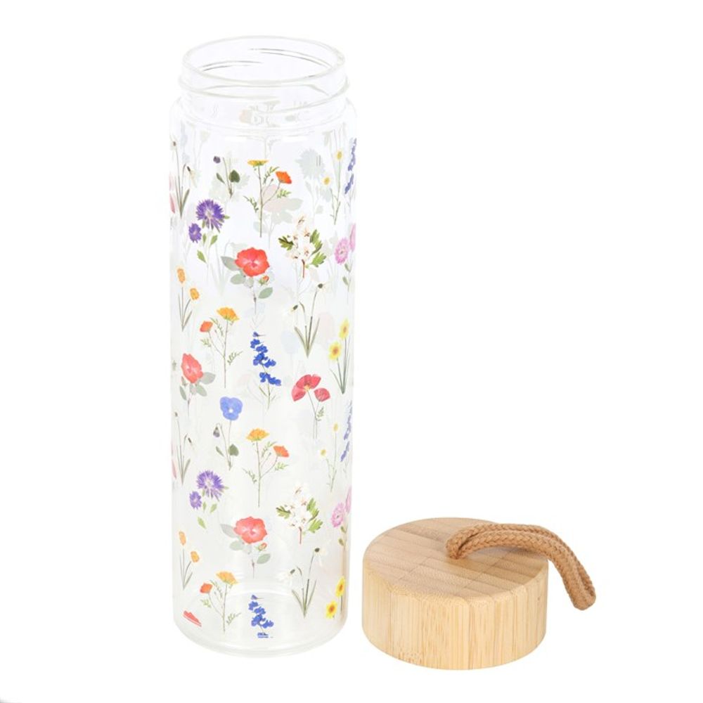 Wildflower Glass And Bamboo Water Bottle N/A