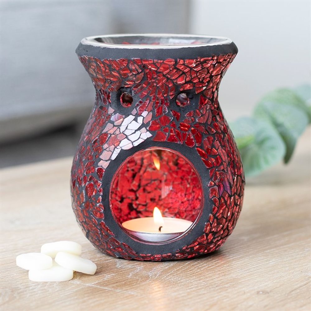 Small Red Crackle Glass Oil Burner N/A