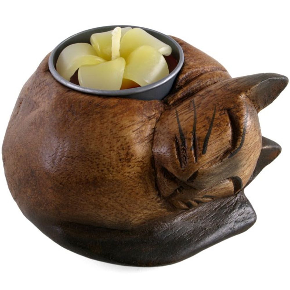 Curled Cat Tealight Holder N/A