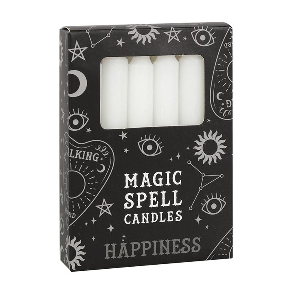 Set of 12 White 'Happiness' Spell Candles N/A