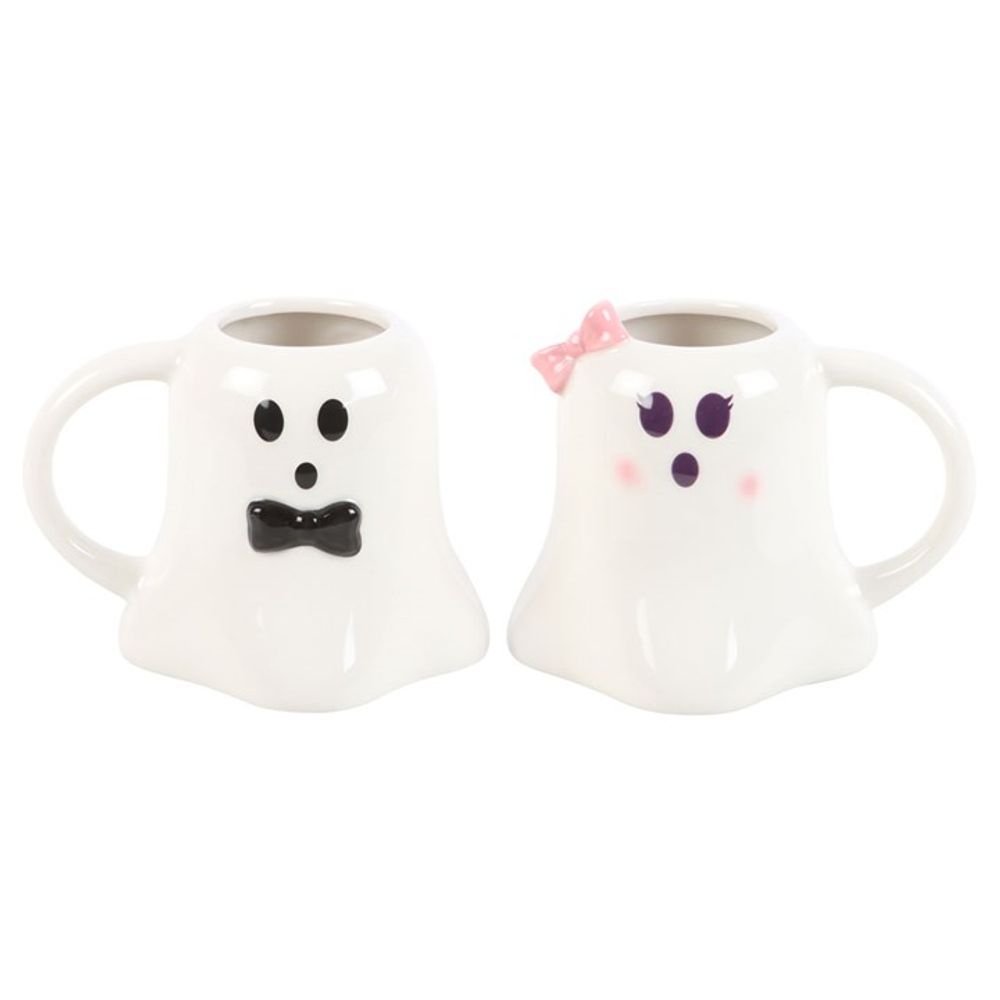 Mr and Mrs Boo Ghost Shaped Mug Set N/A