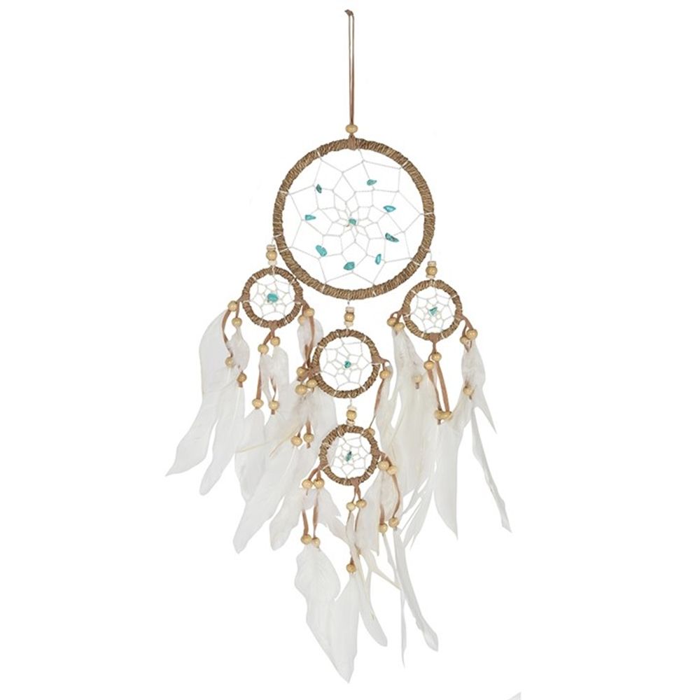 Medium Natural Dreamcatcher with Turquoise Beads N/A