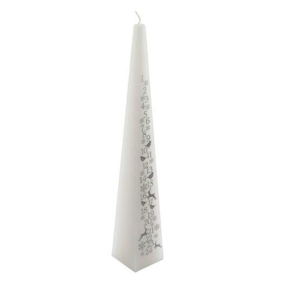 33cm White Christmas Advent Candle N/A