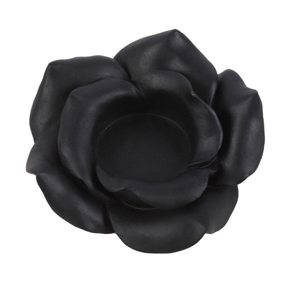 Black Rose Resin Tealight Candle Holder N/A