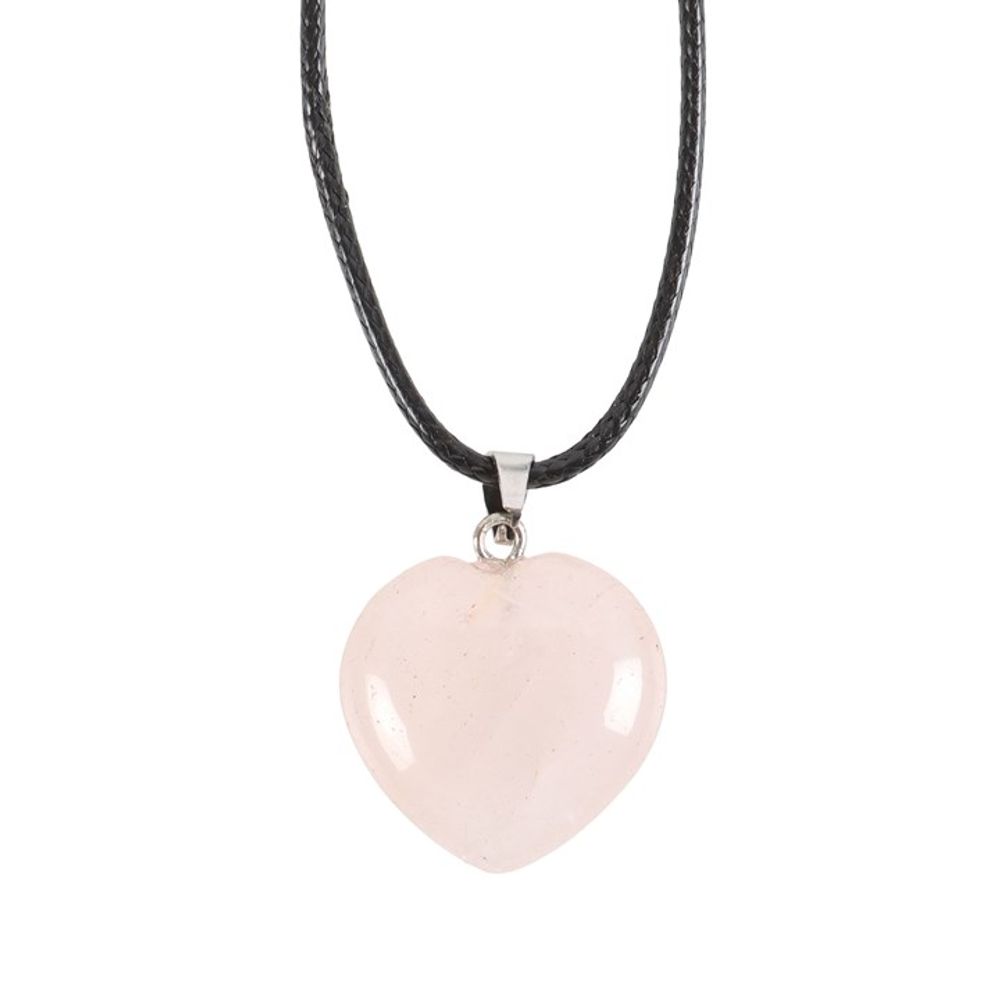 Rose Quartz Healing Crystal Heart Necklace N/A